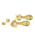 Rainbow Moonstone Earrings with Green Tourmaline Drops