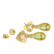 Rainbow Moonstone Earrings with Green Tourmaline Drops