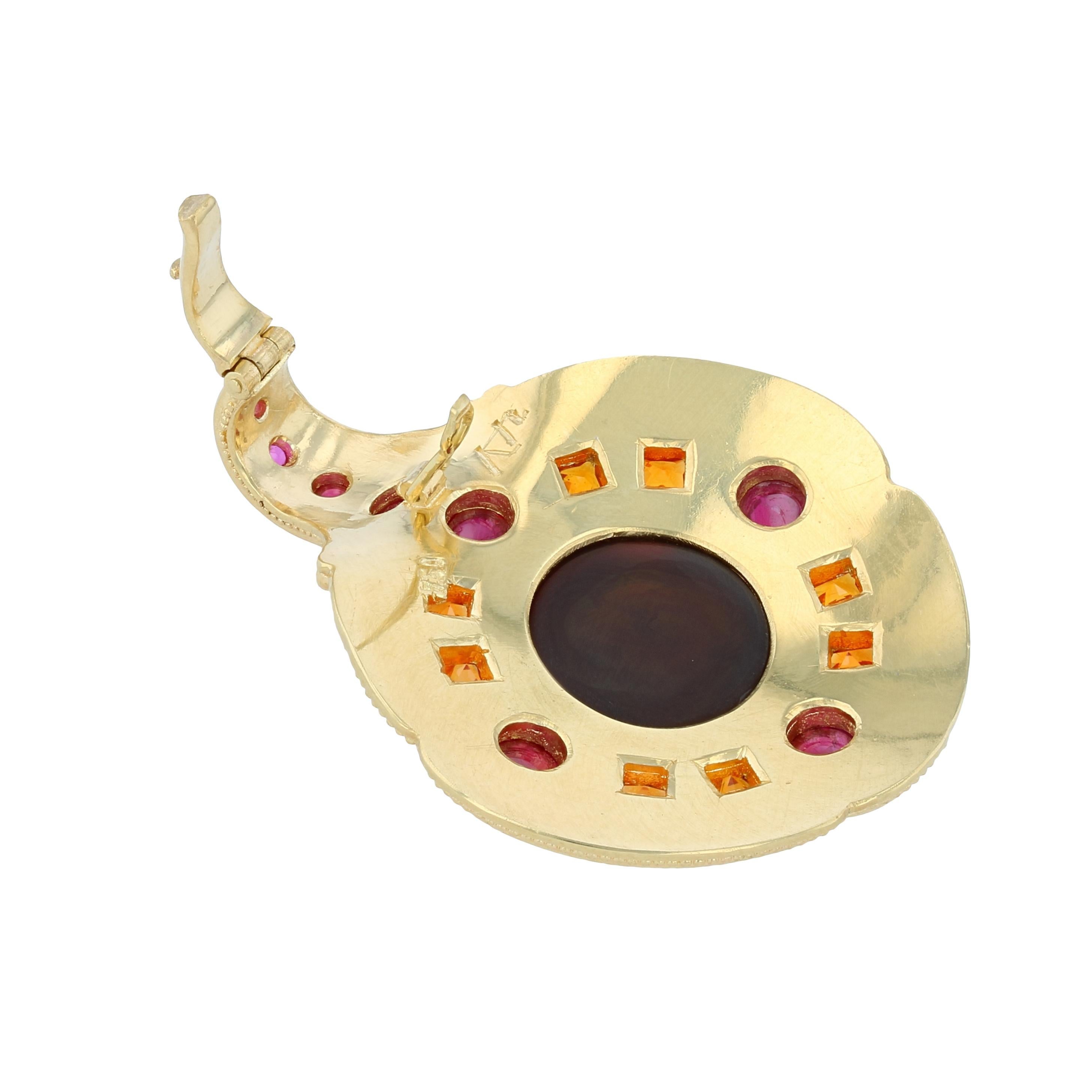 Fire Spiral Necklace Enhancer with Agate, Ruby and Garnet