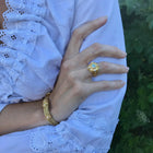 Moonstone and Champagne Diamond 18 Karat Gold Granulation Cocktail Ring