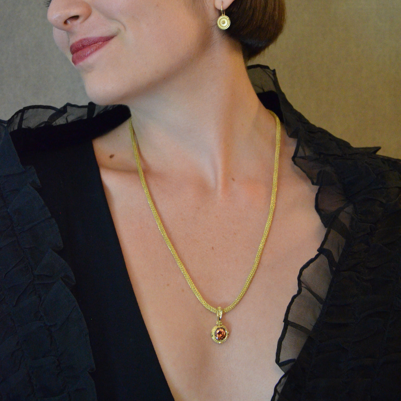 Imperial Zircon Pendant with Champagne Diamonds