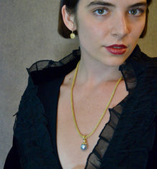 Silver-Grey South Sea Pearl Pendant with Sapphire and Diamond