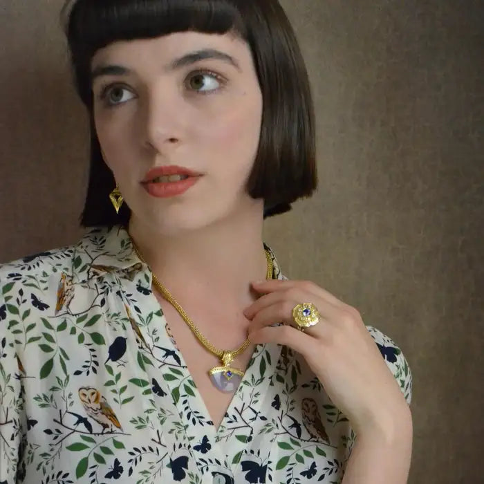 Chalcedony, Sapphire, Diamond Pendant Enhancer