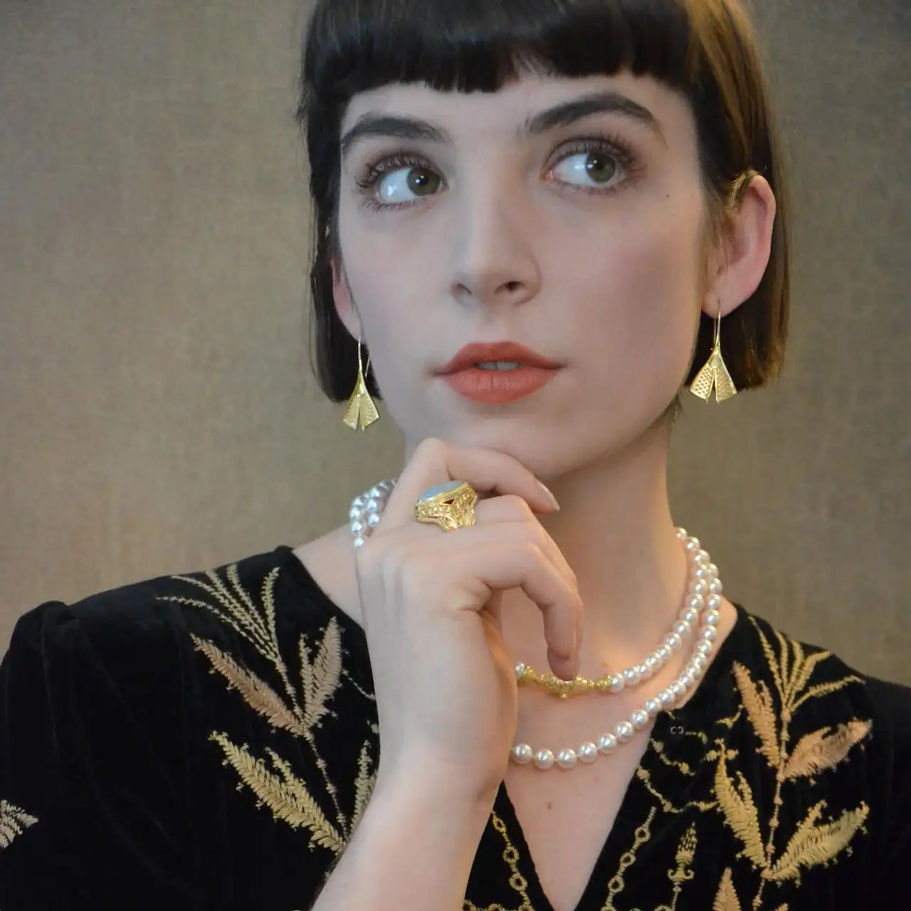 Kent Raible Double Strand Akoya Pearl Necklace, 18 K Gold and Diamond clasp