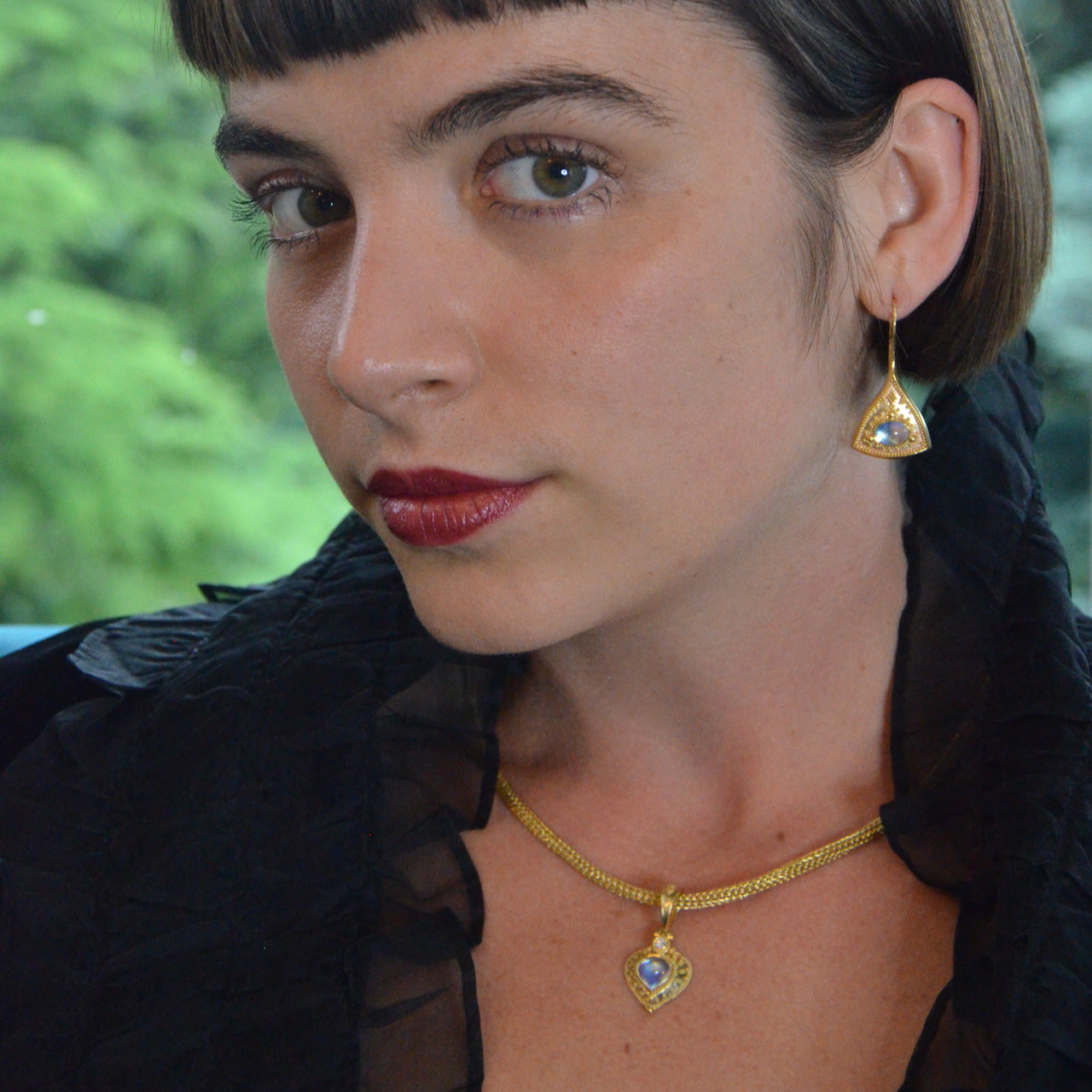 The 'Golden Eye' Moonstone Drop Earrings