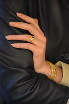 Blue Sapphire Solitaire Ring with 18 Karat Gold Granulation