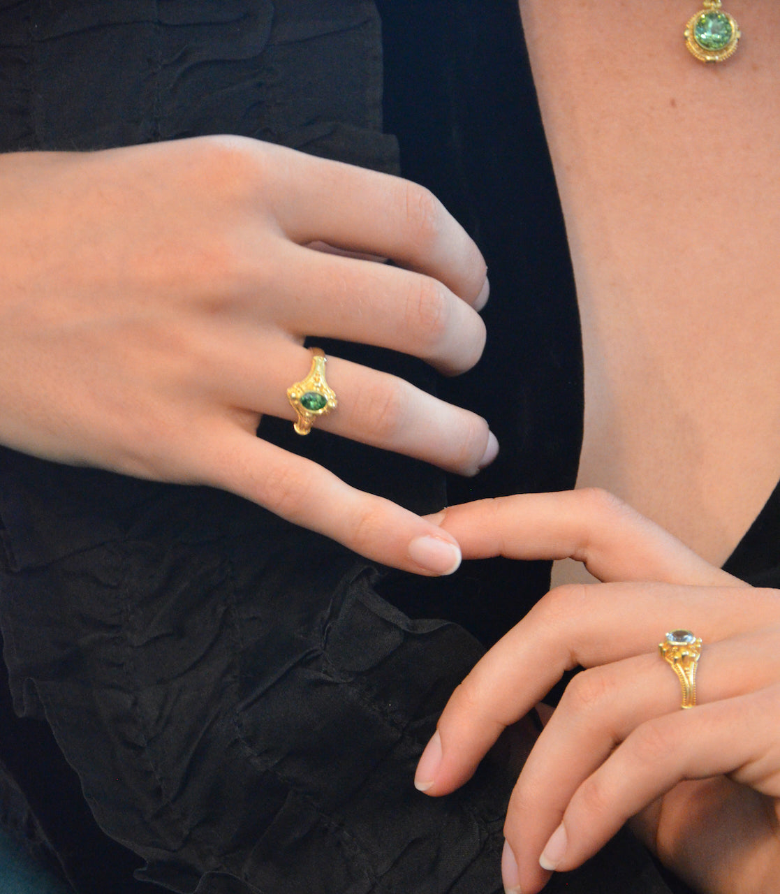 Deep Green Grossular Garnet Ring