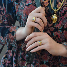 18K Gold Cocktail Ring with Seafoam Tourmaline and Blue Sapphire