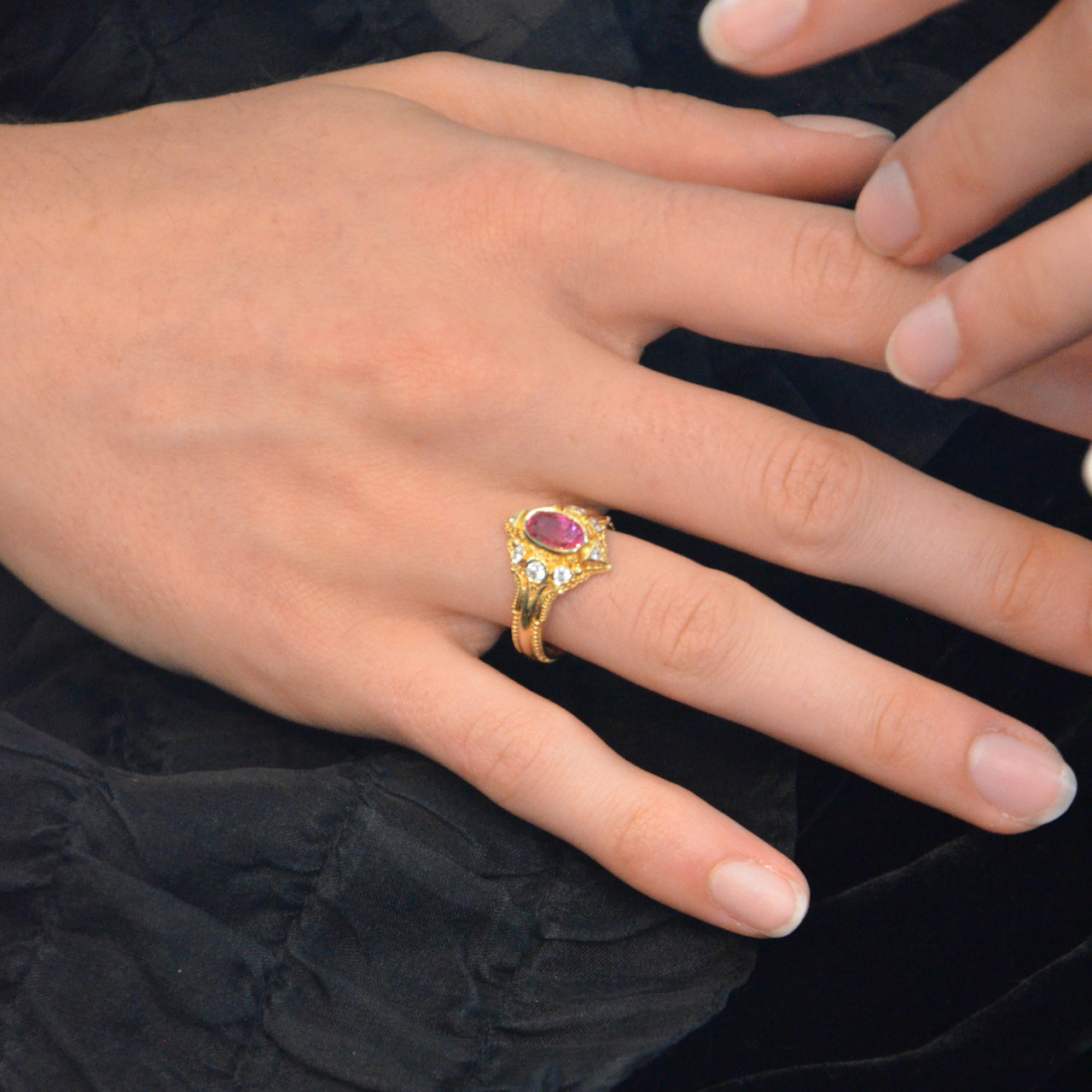 Hot Pink Magenta Sapphire Ring