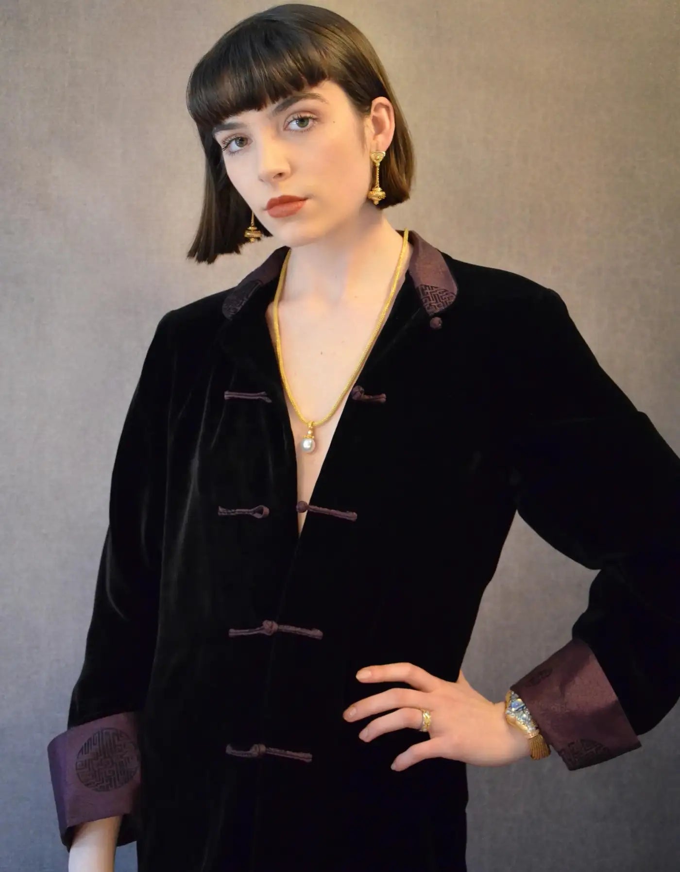 18Karat Gold Diamond, Ruby and Edison Pearl Pendant with Granulation