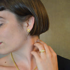Opal Button Earrings