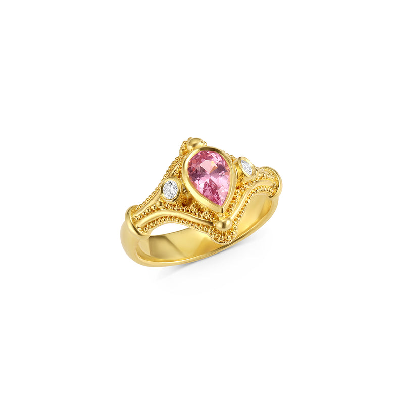 Pear shape Pink Spinel Ring