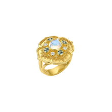 Rainbow Moonstone Flower Ring