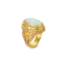 4ct Australian Opal and Yellow Diamond 18k Gold Cocktail Ring