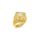 Moonstone and Champagne Diamond 18 Karat Gold Granulation Cocktail Ring