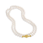Double Strand Akoya Pearl Necklace, 18 K Gold and Diamond clasp