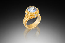 Aquamarine and Diamond Prayer Wheel Ring