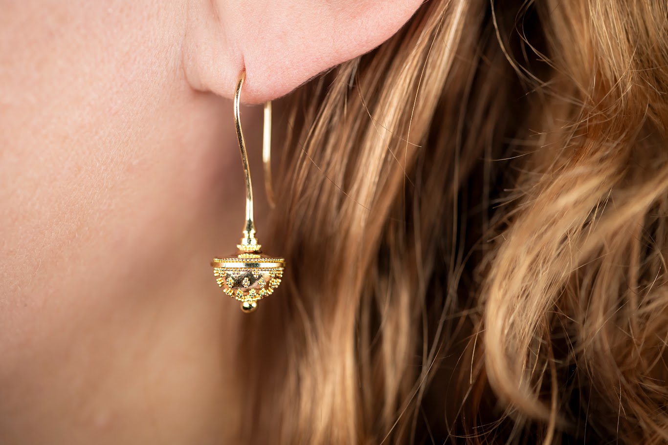 All Gold Acorn Drop Earrings
