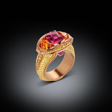 Magenta Sapphire, Yellow Diamond and Spessarite Ring