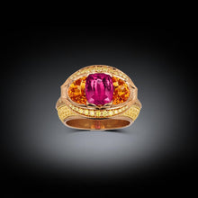 Magenta Sapphire, Yellow Diamond and Spessarite Ring