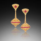 Ruby Flying Saucer Chandelier Earrings