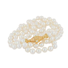 Kent Raible Double Strand Akoya Pearl Necklace, 18 K Gold and Diamond clasp