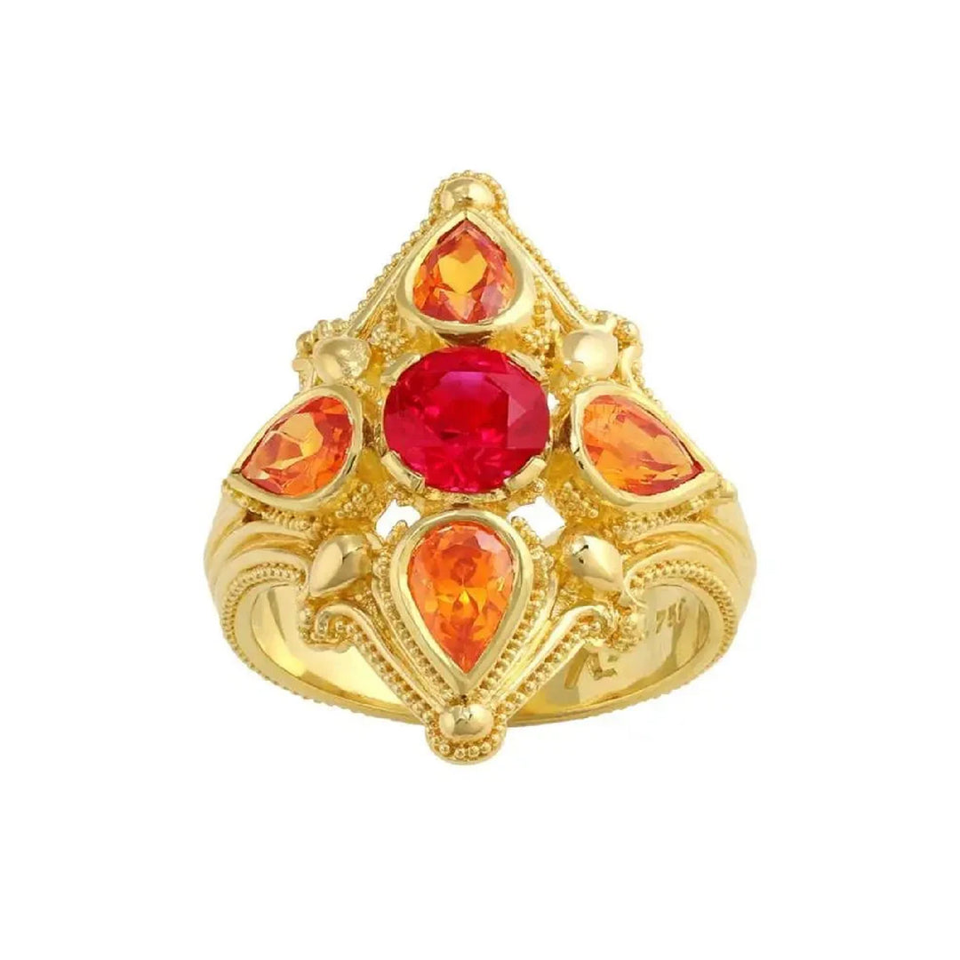 Ruby and Mandarin Garnet Cocktail Ring