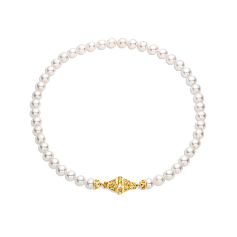 Akoya Pearl Necklace with Diamond clasp