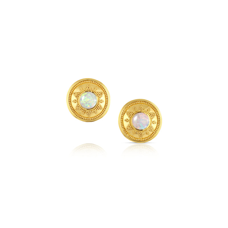 Moonstone button earrings