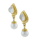 Moonstone and Pearls Drop Earrings with Granulation