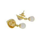 Moonstone and Pearls Drop Earrings with Granulation