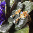 Earrings with Opal, Green Garnets and Grey Pearls