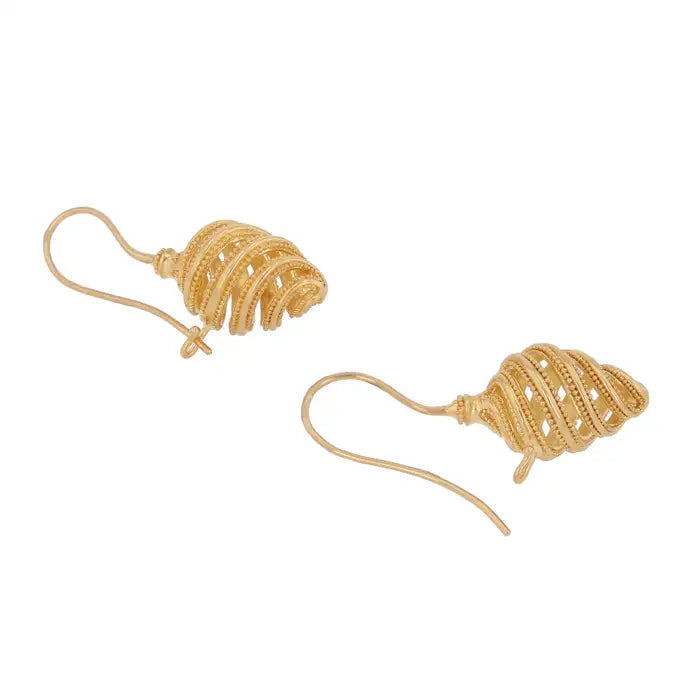Spiral Cone Earrings with Granulation Detail