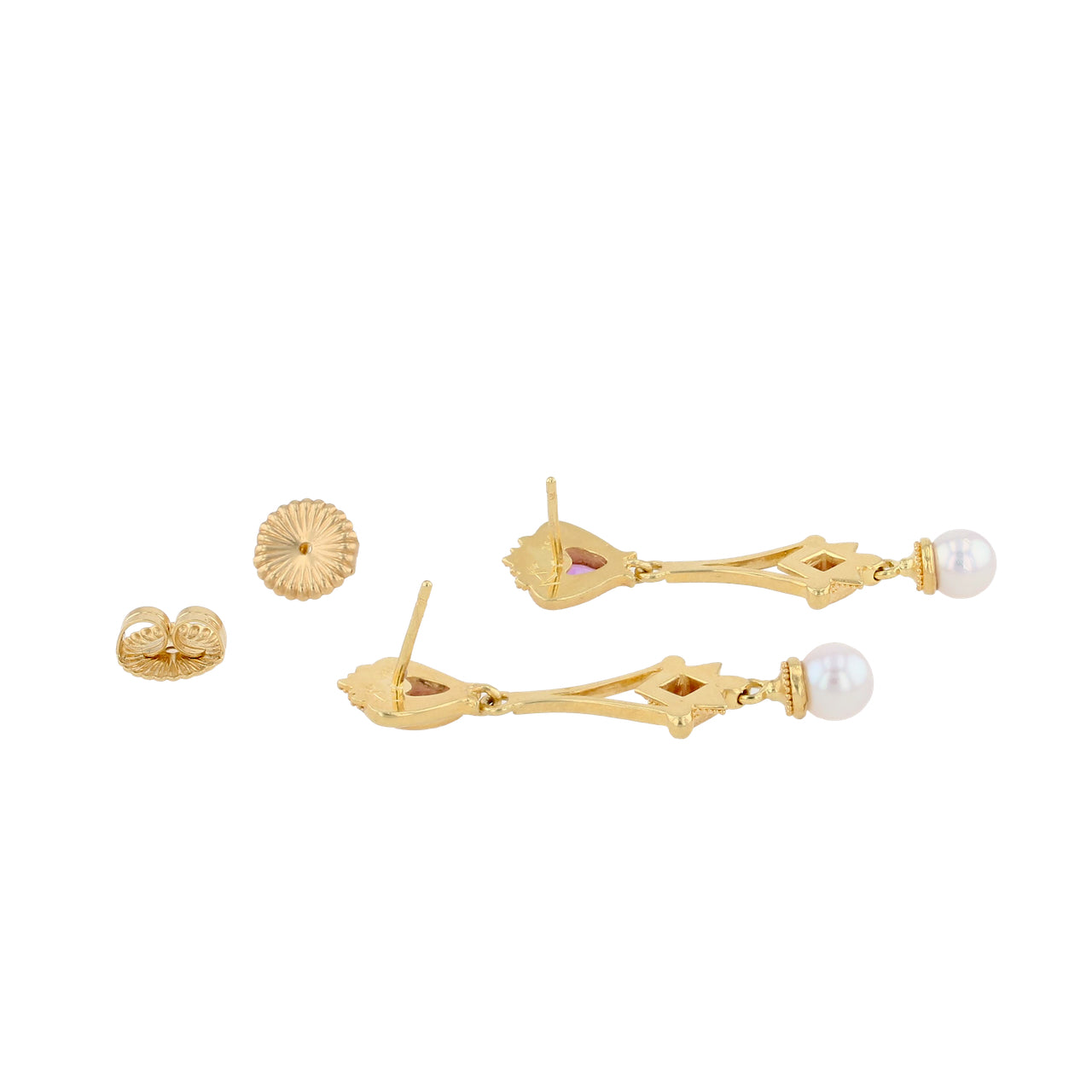 Pink Sapphire & Akoya pearl Earrings