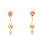 Pink Sapphire & Akoya pearl Earrings