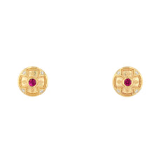 Ruby and Diamond Button Earrings