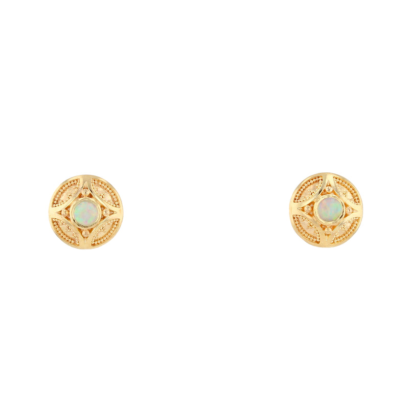 Opal Button Earrings