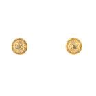 Gold Button Earrings with Champagne Diamonds
