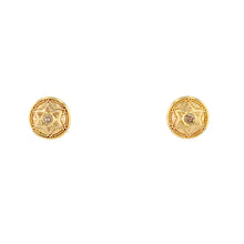 Gold Button Earrings with Champagne Diamonds