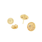 Gold Button Earrings with Champagne Diamonds