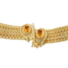 Necklace with hand woven chain: Golden Sapphire 5.54ct, Diamonds DEF VS .80ct, Golden Sapphire (in clasp) 1.18ct, 82.4gr 18k Gold.
