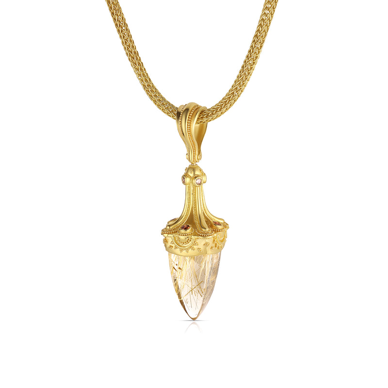 Rutilated quartz pendulum pendant