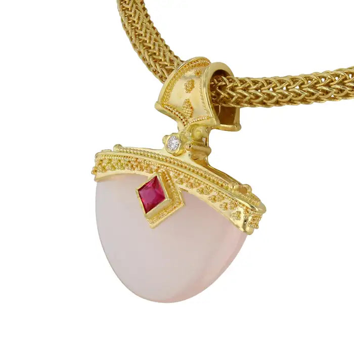 Ruby, Rose Quartz and Diamond Pendant Enhancer