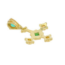 Cross Pendant with Emerald, Diamond and Opals