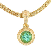 Mint Green Tourmaline Pendant with Grey-Blue Sapphires