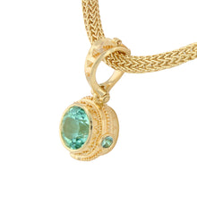 Mint Green Tourmaline Pendant with Grey-Blue Sapphires