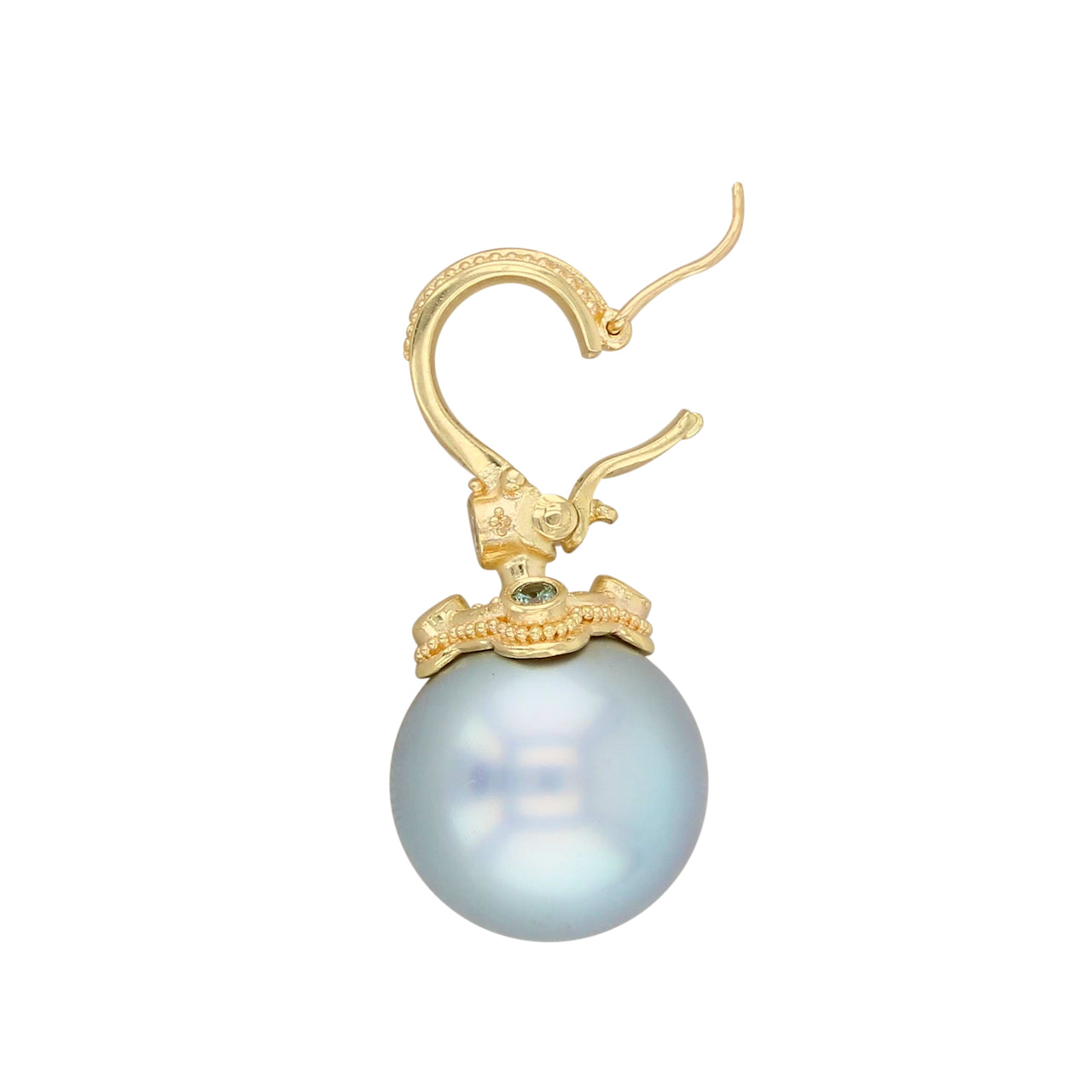Silver-Grey South Sea Pearl Pendant with Sapphire and Diamond