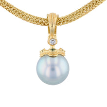 Silver-Grey South Sea Pearl Pendant with Sapphire and Diamond