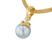 Silver-Grey South Sea Pearl Pendant with Sapphire and Diamond