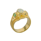 Australian Opal and Green Garnet Ring